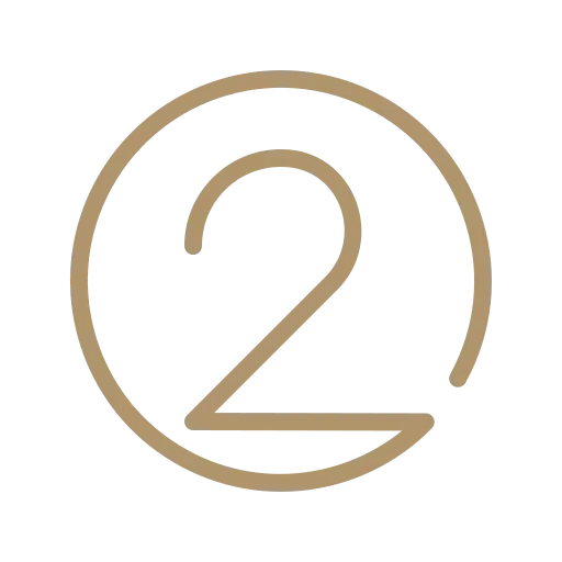 A gold number two inside a gold circle on a transparent background.